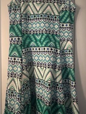 Divided Green & Teal Aztec Circle Skirt
